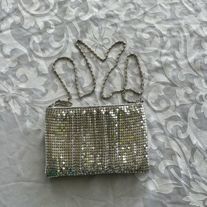 Glamorous Silver Sequin Crossbody Bag